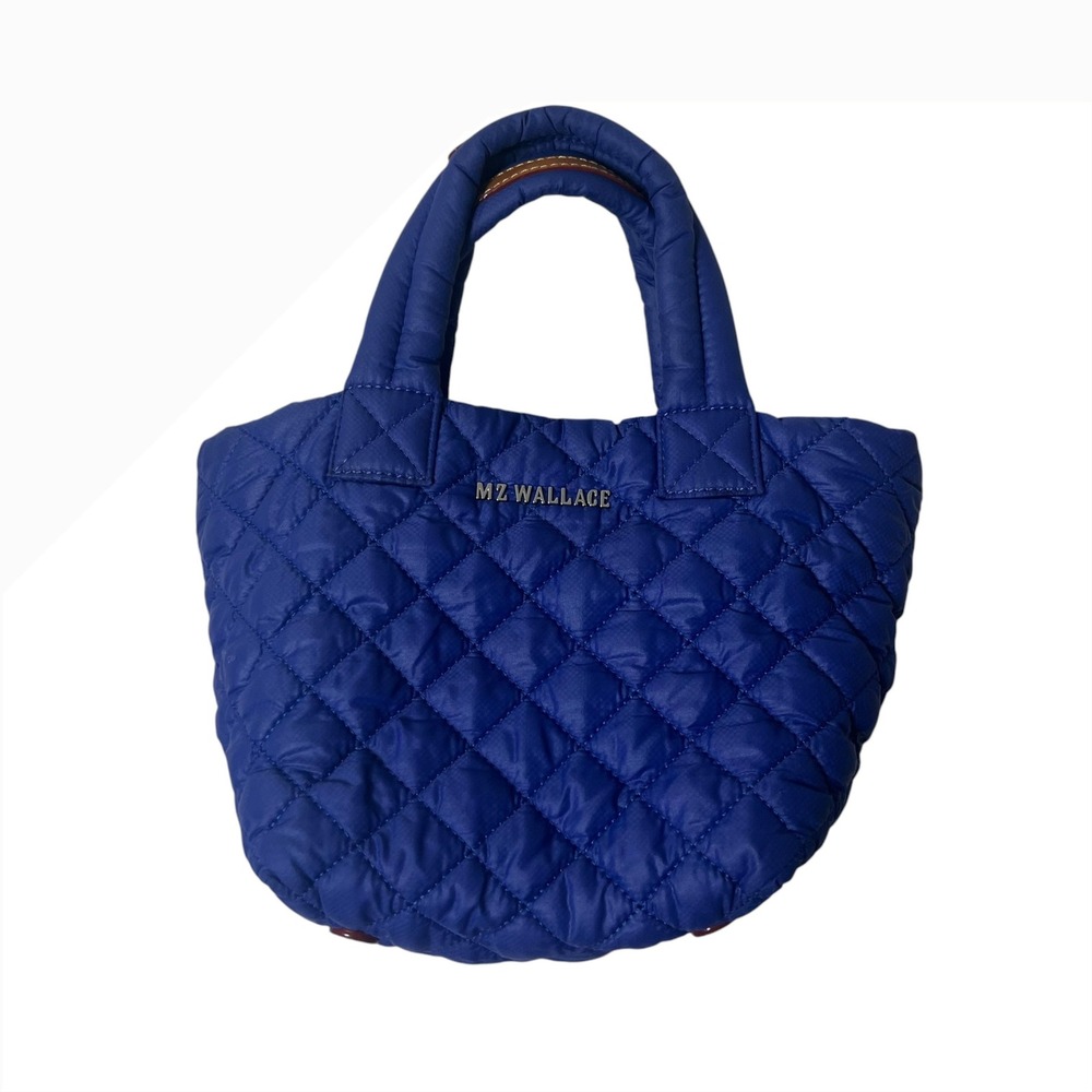 MZ Wallace Micro Metro Tote Cobalt Blue Quilted Nylon Elevated Casual Bag